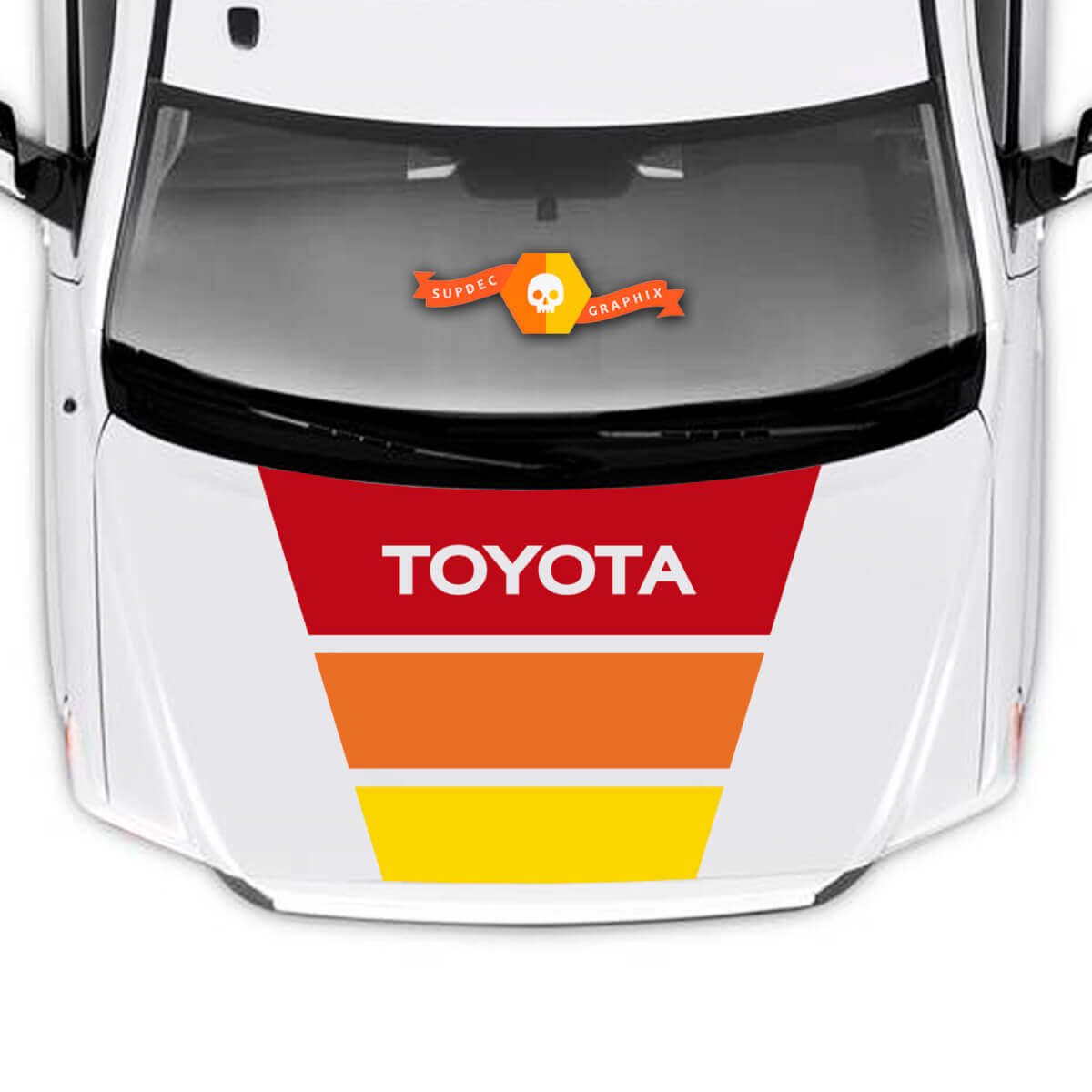 Retro Driekleurige Motorkapstrepen Vinyl Decal voor Toyota Tundra 2014-2027