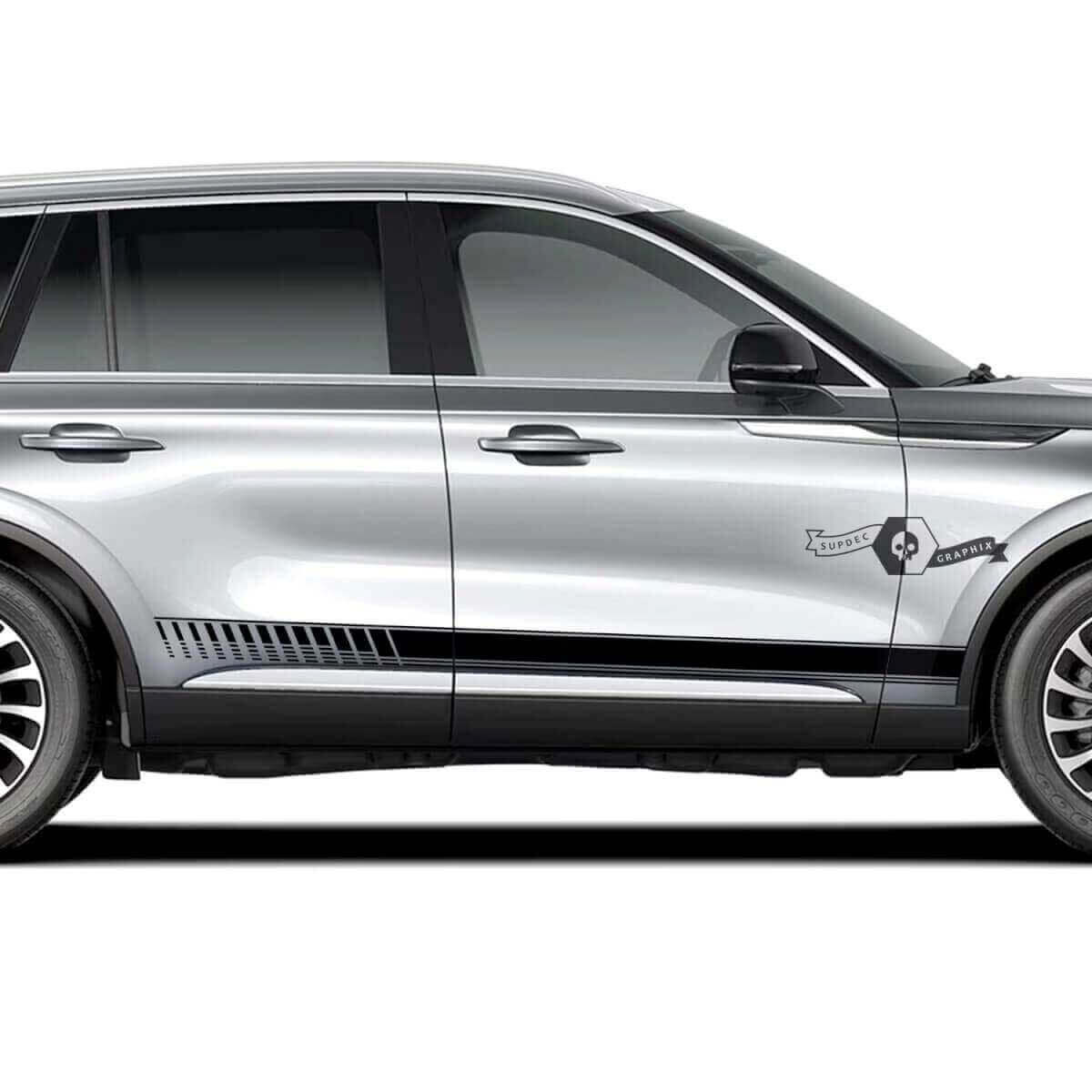 2 x Deurstroken dorpel zijlijnen vinyl decals graphics sticker voor Lincoln 2023 Aviator