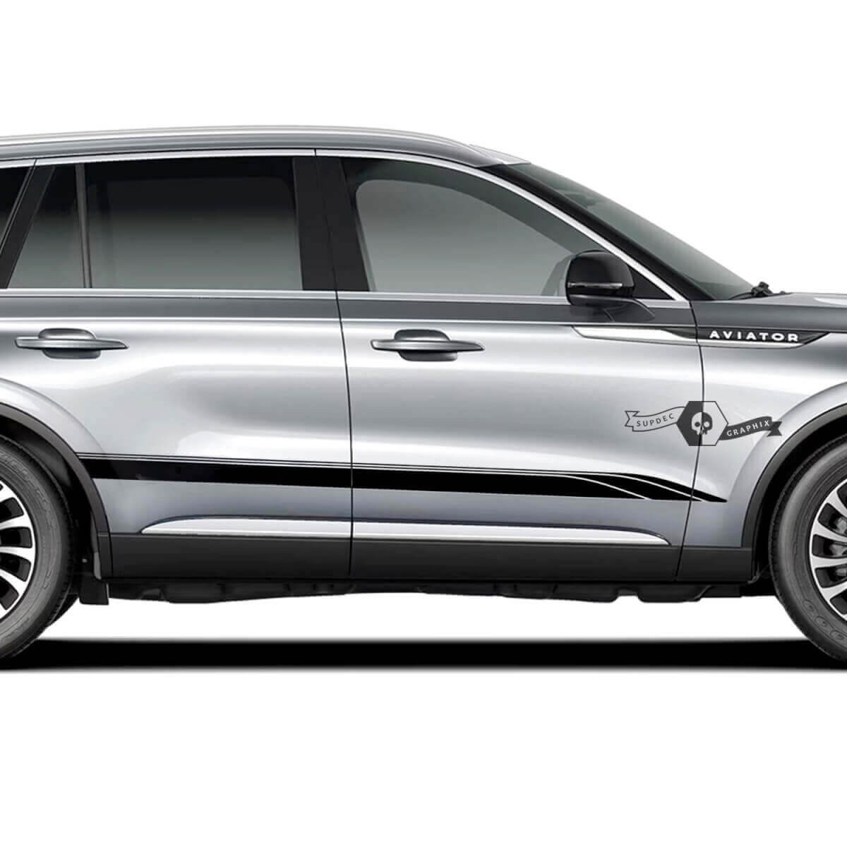 2 x Deurstrepen Zijlijnen Vinyl Decals Grafische Stickers voor Lincoln 2023 Aviator