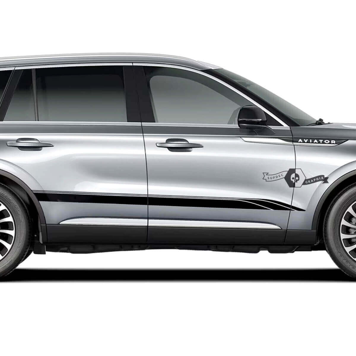 Race stijl zijstrepen vinyl decal kit voor Lincoln Aviator 2023
