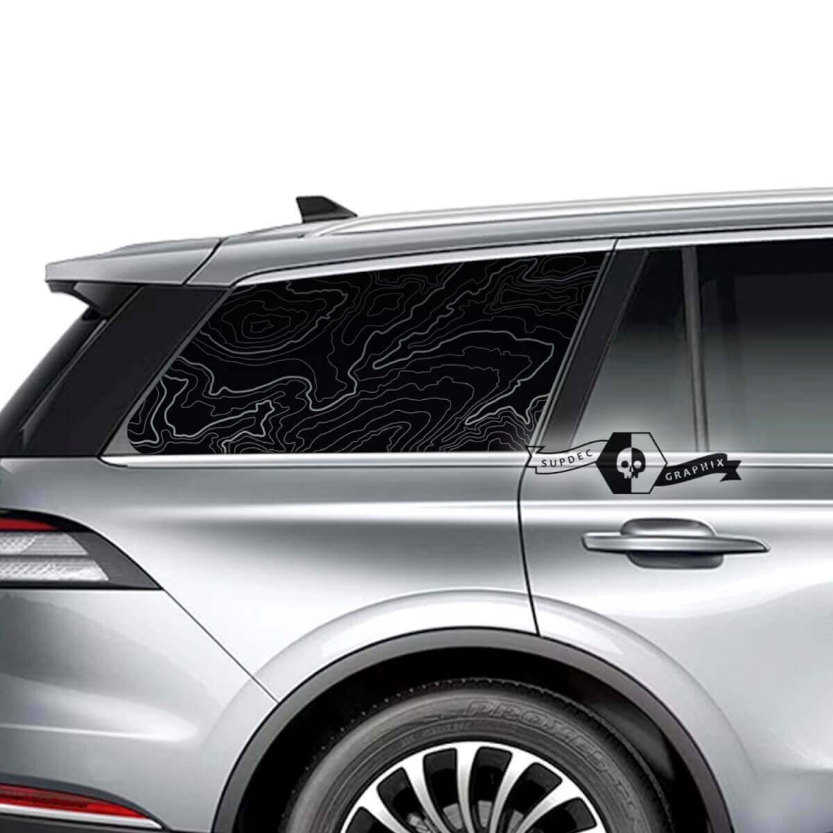 Paar Lincoln 2023 Aviator Window Contour Map Vinyl Decals Graphics Sticker
