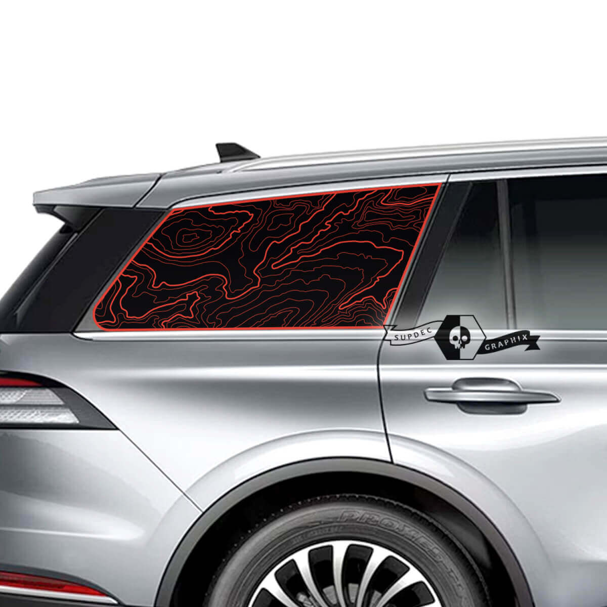 Paar Lincoln 2023 Aviator Window Contour Map Vinyl Decals Graphics Sticker
