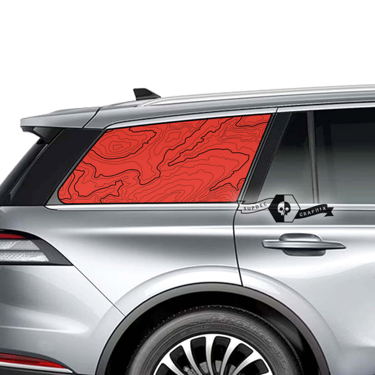 2x Lincoln 2023 Aviator Window Contour Map Vinyl Decals Graphics Sticker 2 kleuren

