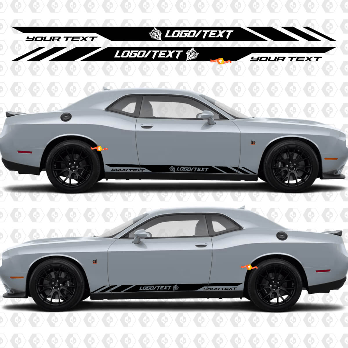 Aangepaste Wildcat-stijl strepen dorpel vinyl decal sticker voor Dodge Challenger