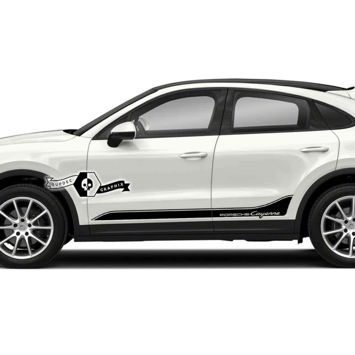 2-delige dorpelzijstrip decals voor 2023 Porsche Cayenne