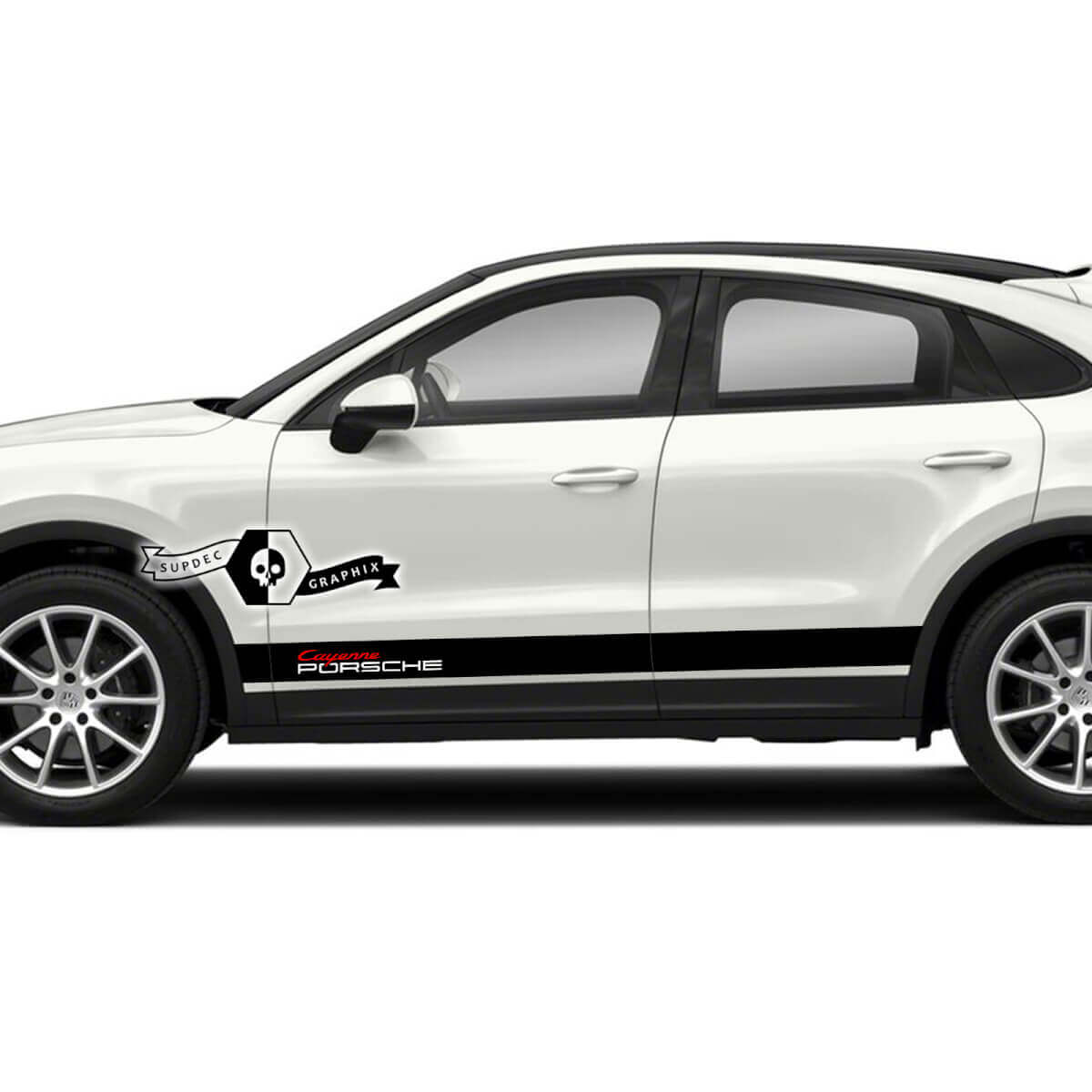 2x Porsche 2023 Porsche Cayenne Rocker Panel Side Stripes Deuren Decals Stickers 2 kleuren
