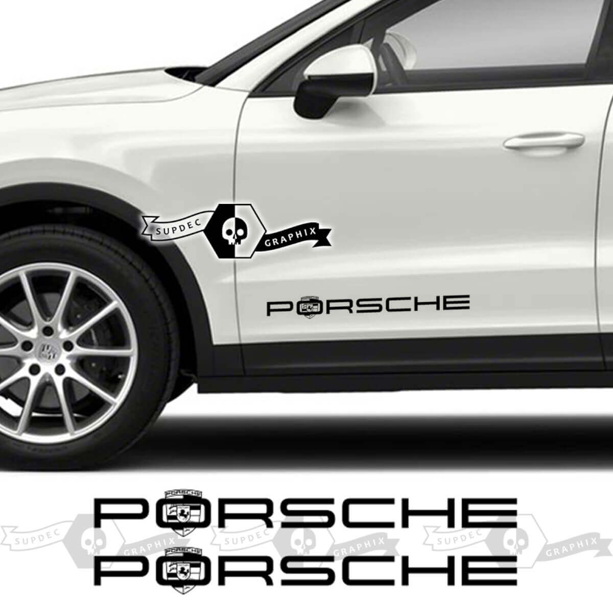2x Porsche 2023 Porsche Cayenne Logo Doors Decal Stickers
