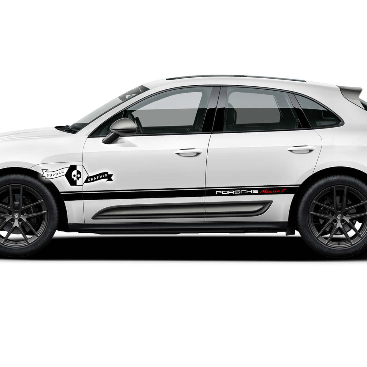 2x Porsche 2023 Porsche Macan T1 Side Solid Logo Stripes Deuren Sticker Stickers 2 Kleuren
