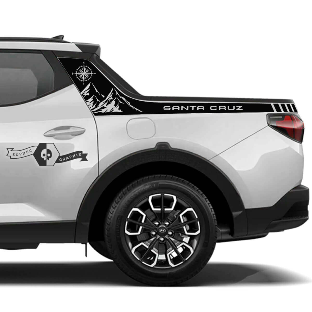 Mountain Style Vinyll Stickerset voor Hyundai Santa Cruz Achterkant Laadbak
