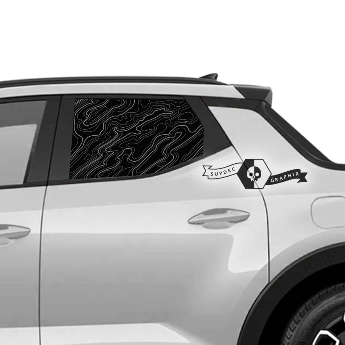 Contourkaart Vinylstickers Achterzijruit voor Hyundai Santa Cruz