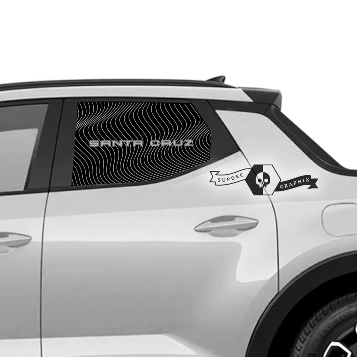 Paar Hyundai Santa Cruz Side Bed Line Waves Window Logo Vinyl Stickers Decal Graphic
