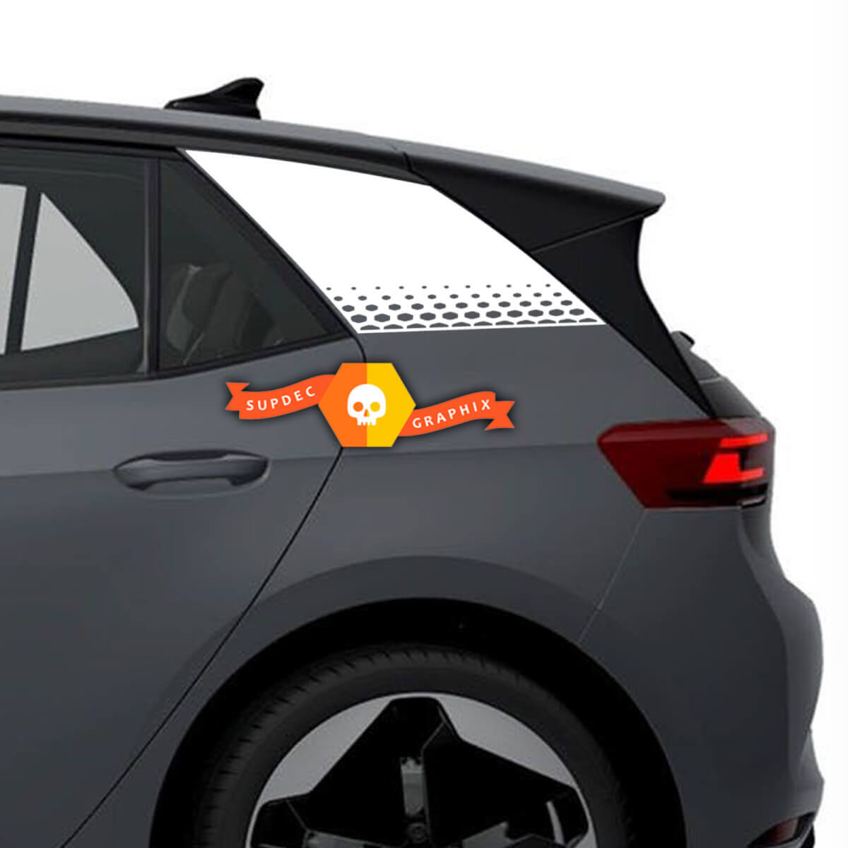 Paar Volkswagen VW ID3 Graphics Gestippelde Achterspatbord Vinyls Stickers Decals
