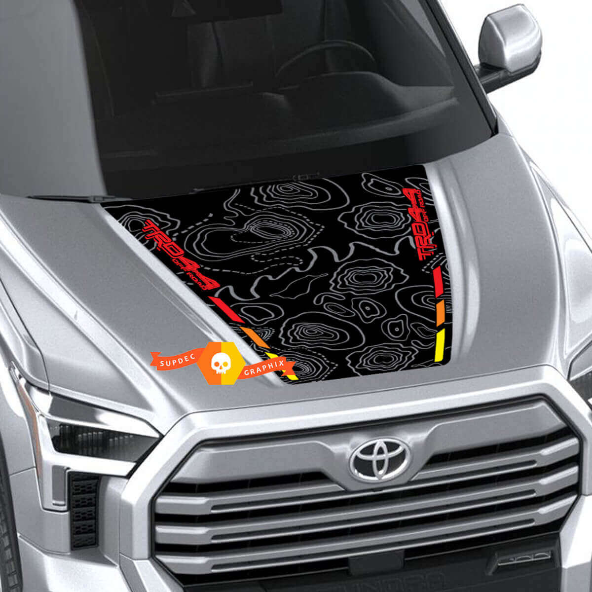 Motorkap Topografische Kaart TRD 4X4 Off Road Wrap Decal Sticker Graphics 2 voor Toyota Tundra Derde generatie XK70 2021