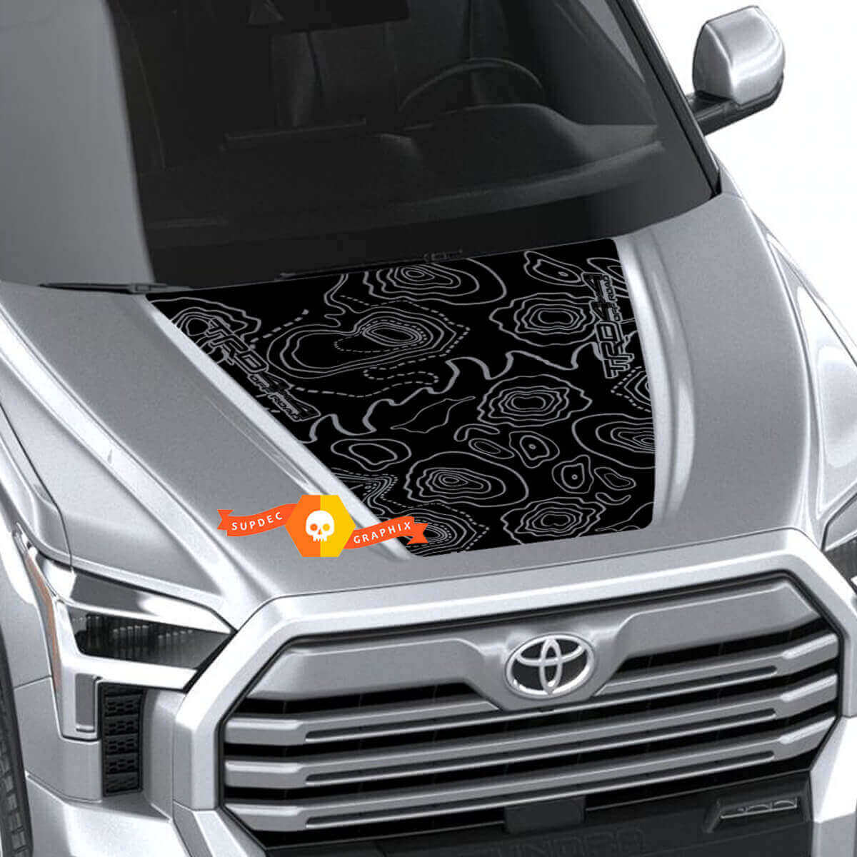 TRD-stijl Topografische Kaart Motorkap Vinyl Decal Sticker voor Toyota Tundra 2021+