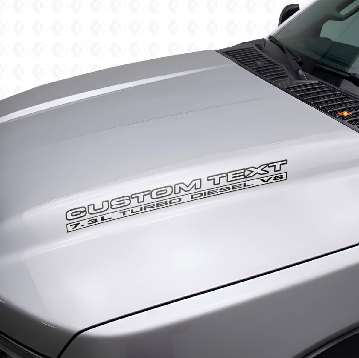 7.3L Turbo Diesel V8 Omtrekletters Motorkap Vinylsticker voor Musclecar truck