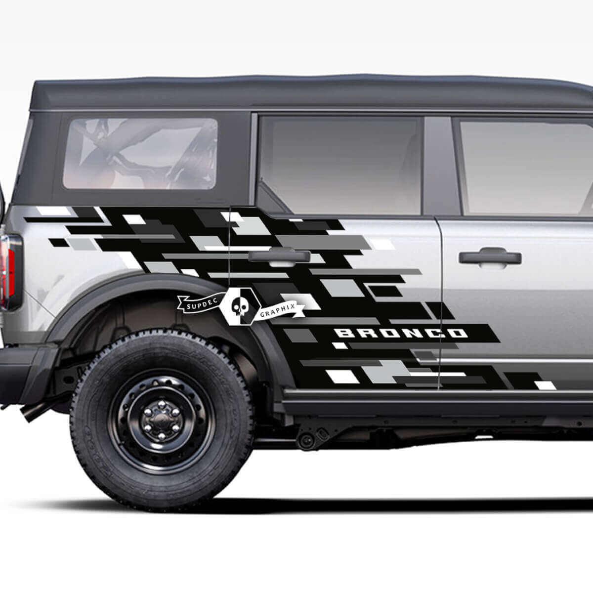 Paar Deuren Zijkant Geometrische Grafische Monochrome Splash Decals Stickers voor Ford Bronco 20212022 2023 3 Kleuren
