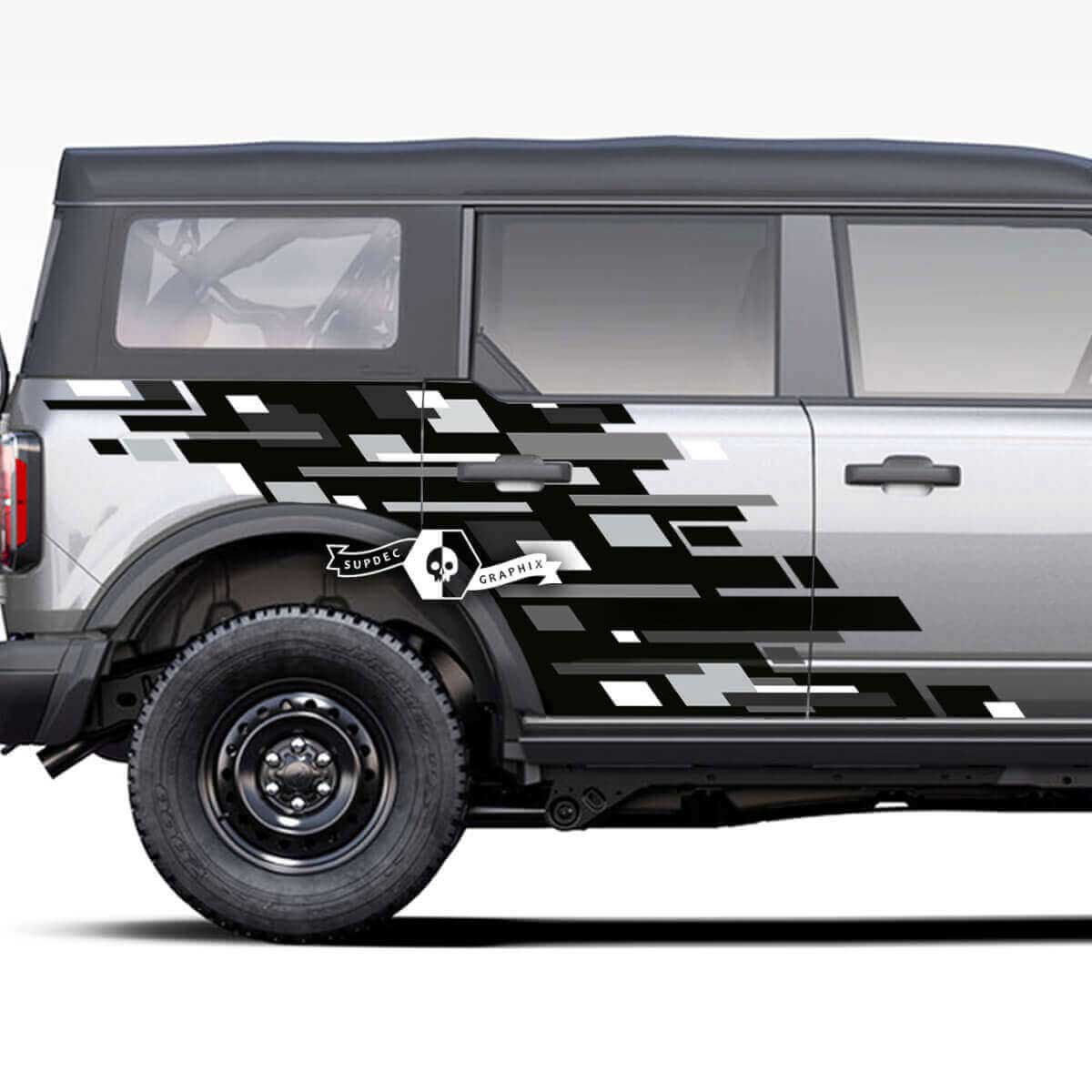 Paar Deuren Zijkant Geometrische Grafische Monochrome Splash Decals Stickers voor Musclecar horse 20212022 2023 3 Kleuren

