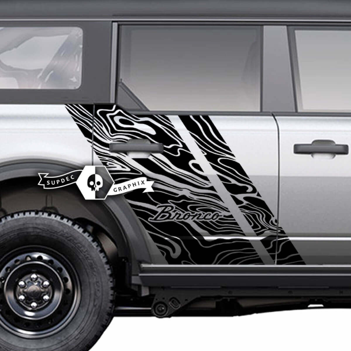 Paar Deuren Side Topografische Kaart Graphics Splash Decals Stickers voor Ford Bronco 20212022 2023
