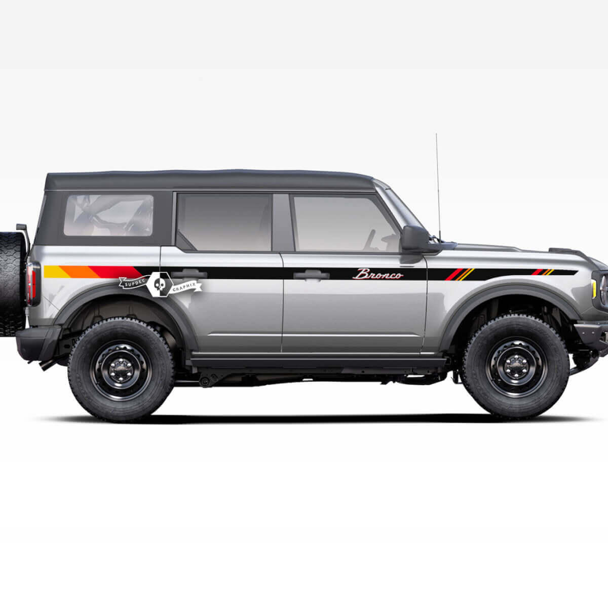 Paar deuren Up Side Stripes Old School Sunset Decals Stickers voor Ford Bronco 2021 2022 2023
