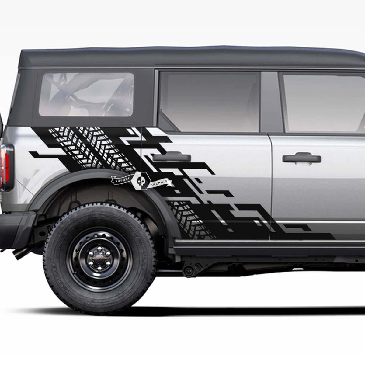 Paar Deuren Side Bed Spatbord Geometrische Grafische Splash Decals Band Track Stickers voor Ford Bronco 20212022 2023
