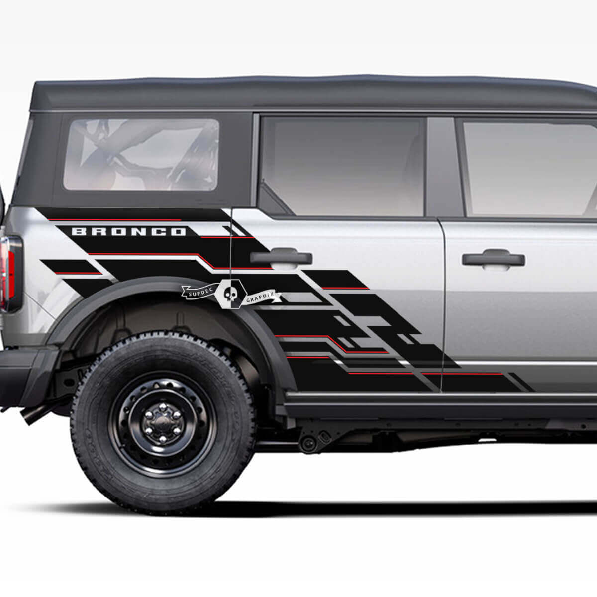 Zijdeur- en Laadbakspatbord Geometrische Spatgrafische Decal Stickers 3 voor Ford Bronco