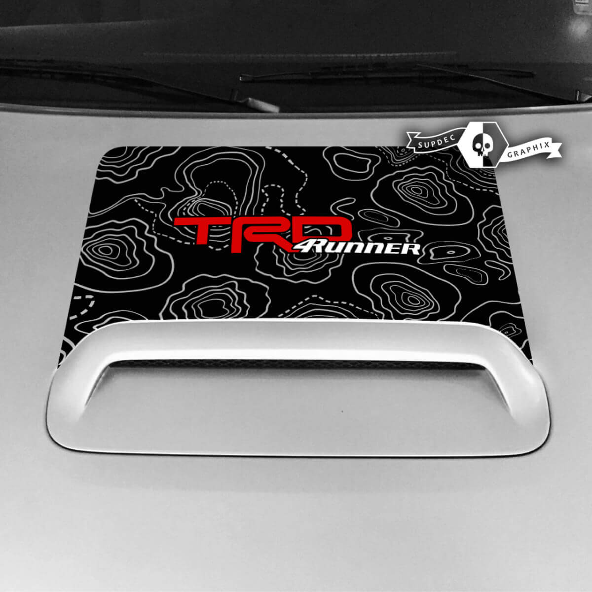 Toyota 4runner TRD Hood Scoop Sticker Decal Grafische Topografische Kaart 3 Kleuren 2020 2021 2022 2023
