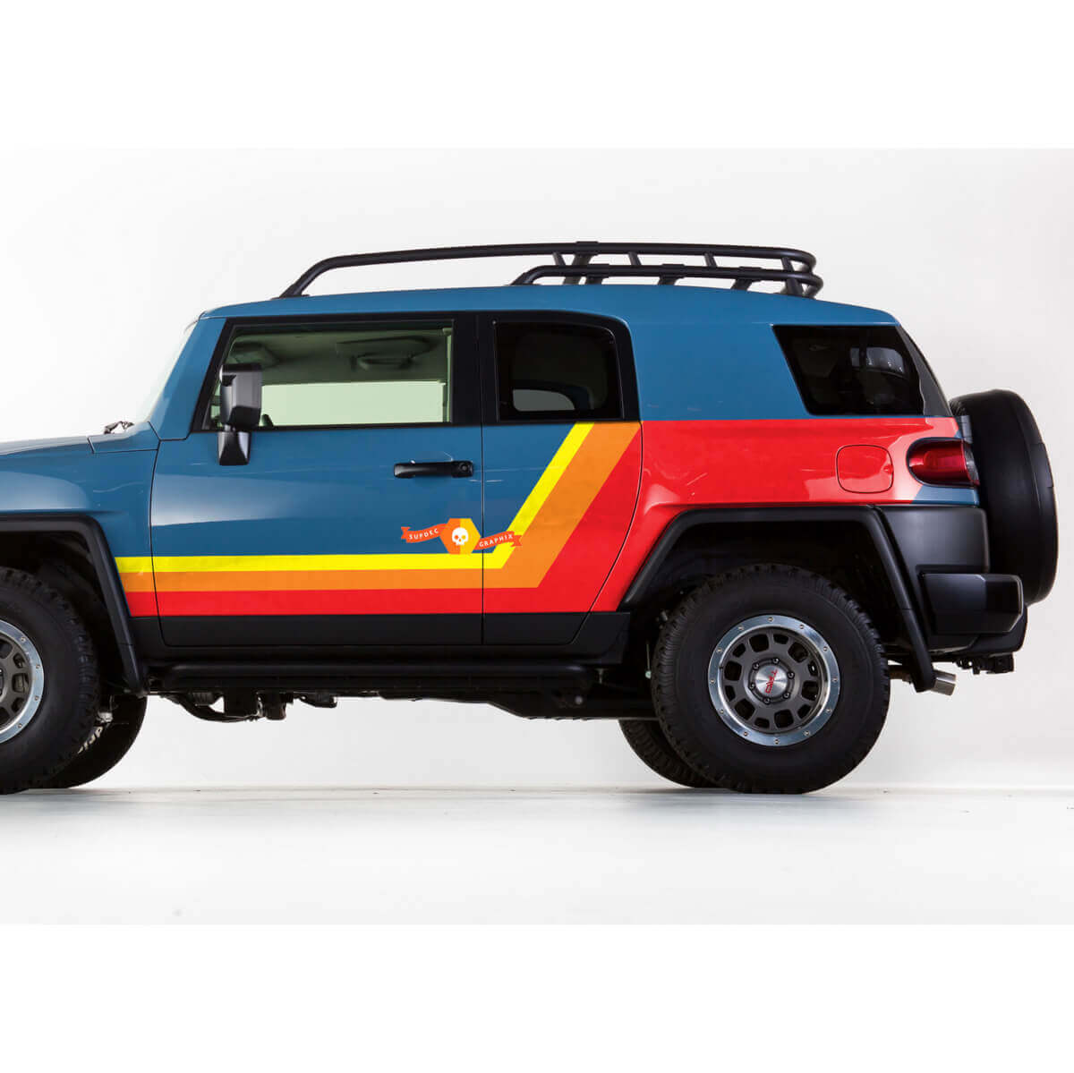 Vintage stijl zijdeurstrepen vinyl decal set voor Toyota FJ Cruiser