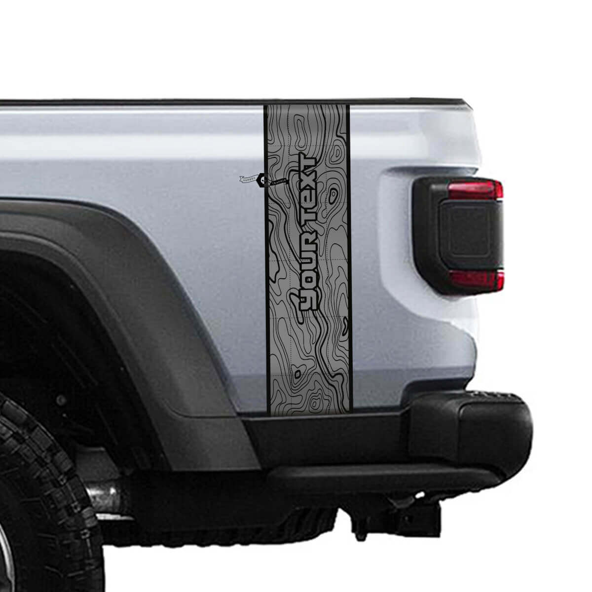 Aangepaste tekst topografische kaart achterzijde streep vinyl graphics voor Jeep Gladiator JT Rubicon Mojave