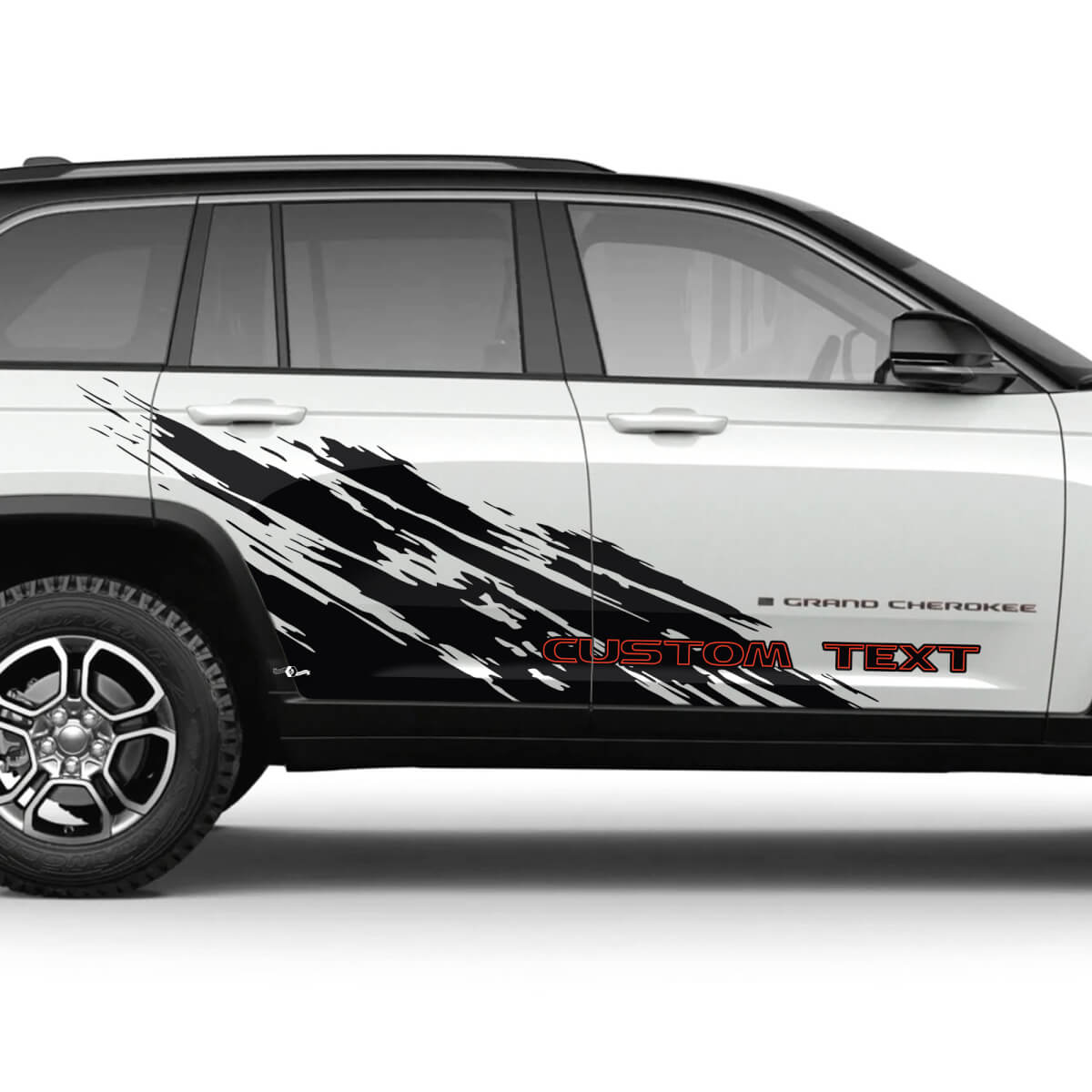 Jeep Grand Cherokee Trackhawk Mud Splash Grunge Stripes Kit Vinyl Sticker Decal Grafisch 2 Kleuren
