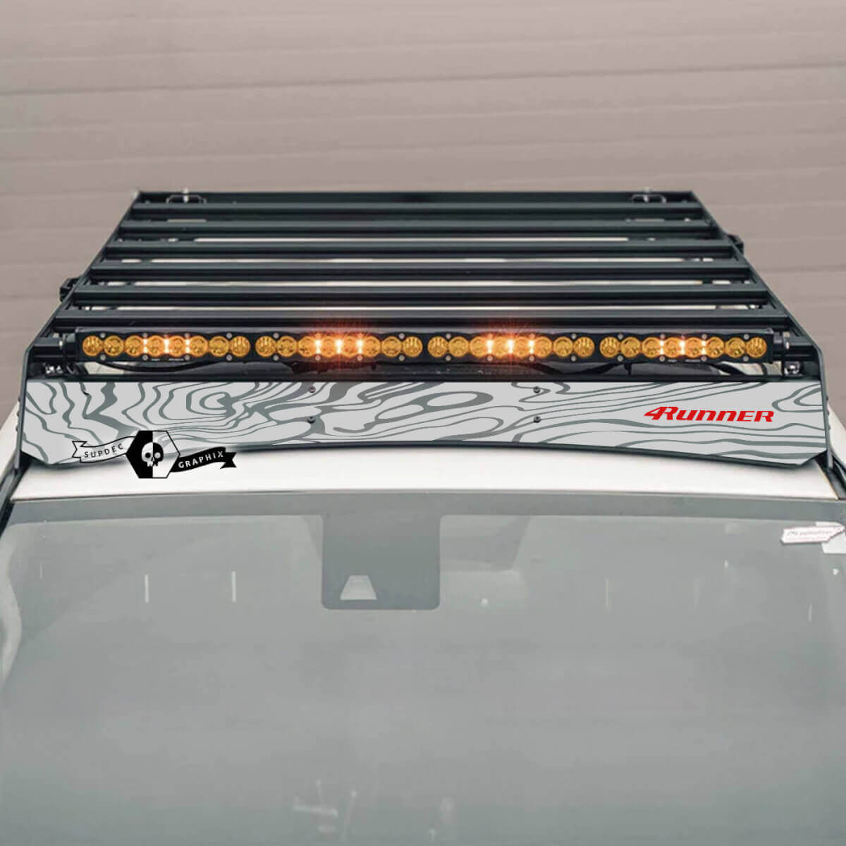 Topografische stijl dakdrager vinylsticker voor Toyota 4Runner 2014-2023