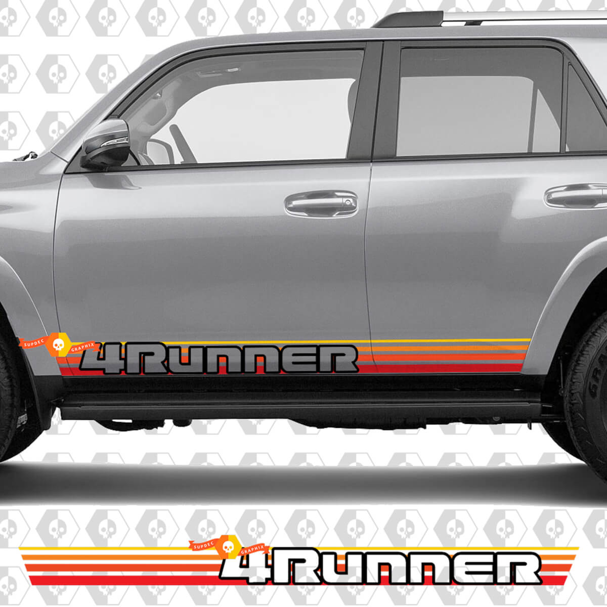 Vintage stijl strepen dorpelvinyl sticker voor Toyota 4Runner