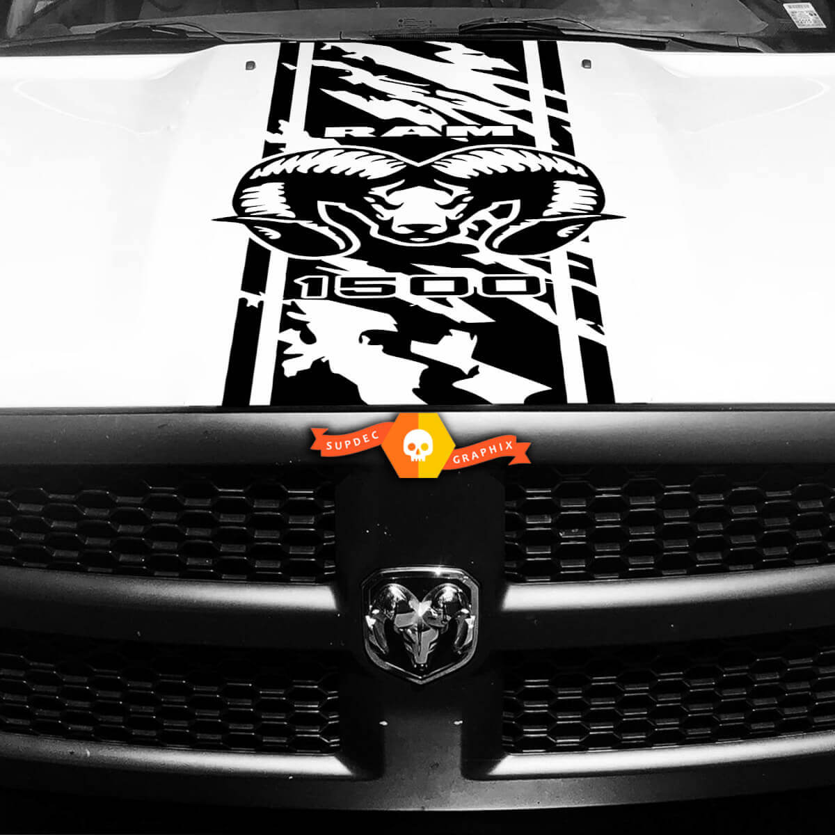 Motorkap Decal Vinyl Streep Grange Ontwerp Streep Sticker voor Dodge Ram 1500 Rebel