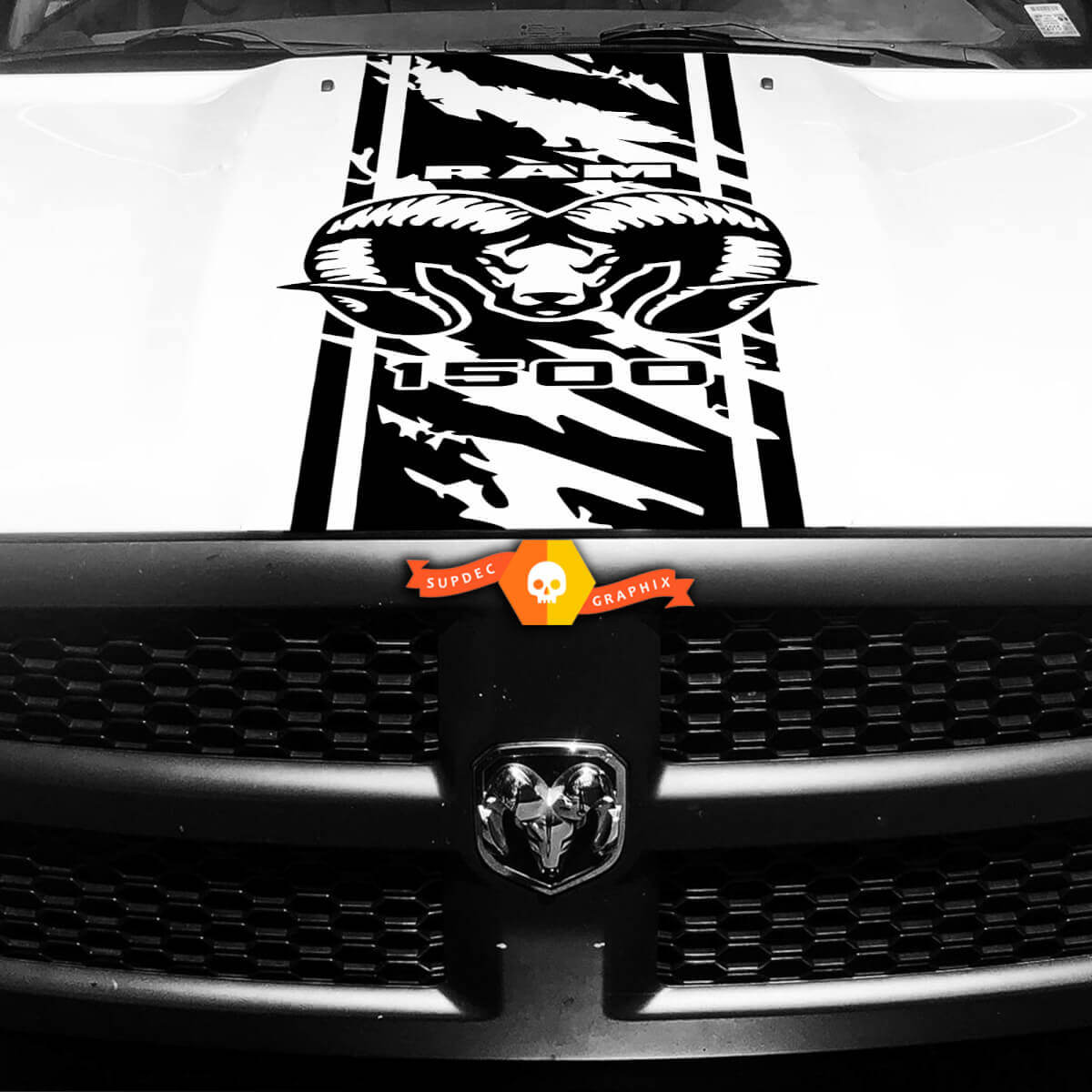 Motorkap Decal Vinyl Streep Grange Ontwerp Streep Sticker 2 voor Dodge Ram 1500 Rebel
