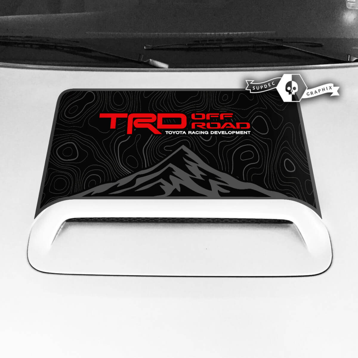 Toyota 4runner TRD Off Road Hood Scoop Sticker Decal Grafische bergen topografische kaart 3 kleuren 2020 2021 2022 2023
