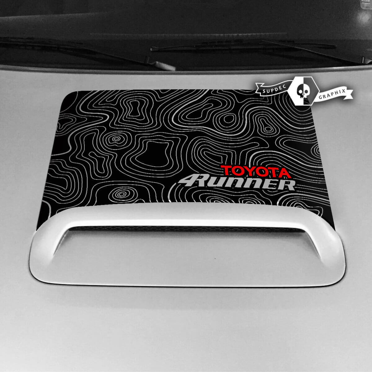 Topografische Kaart Motorkap Luchtinlaat Vinyl Sticker Voor Toyota 4Runner 2020-2023