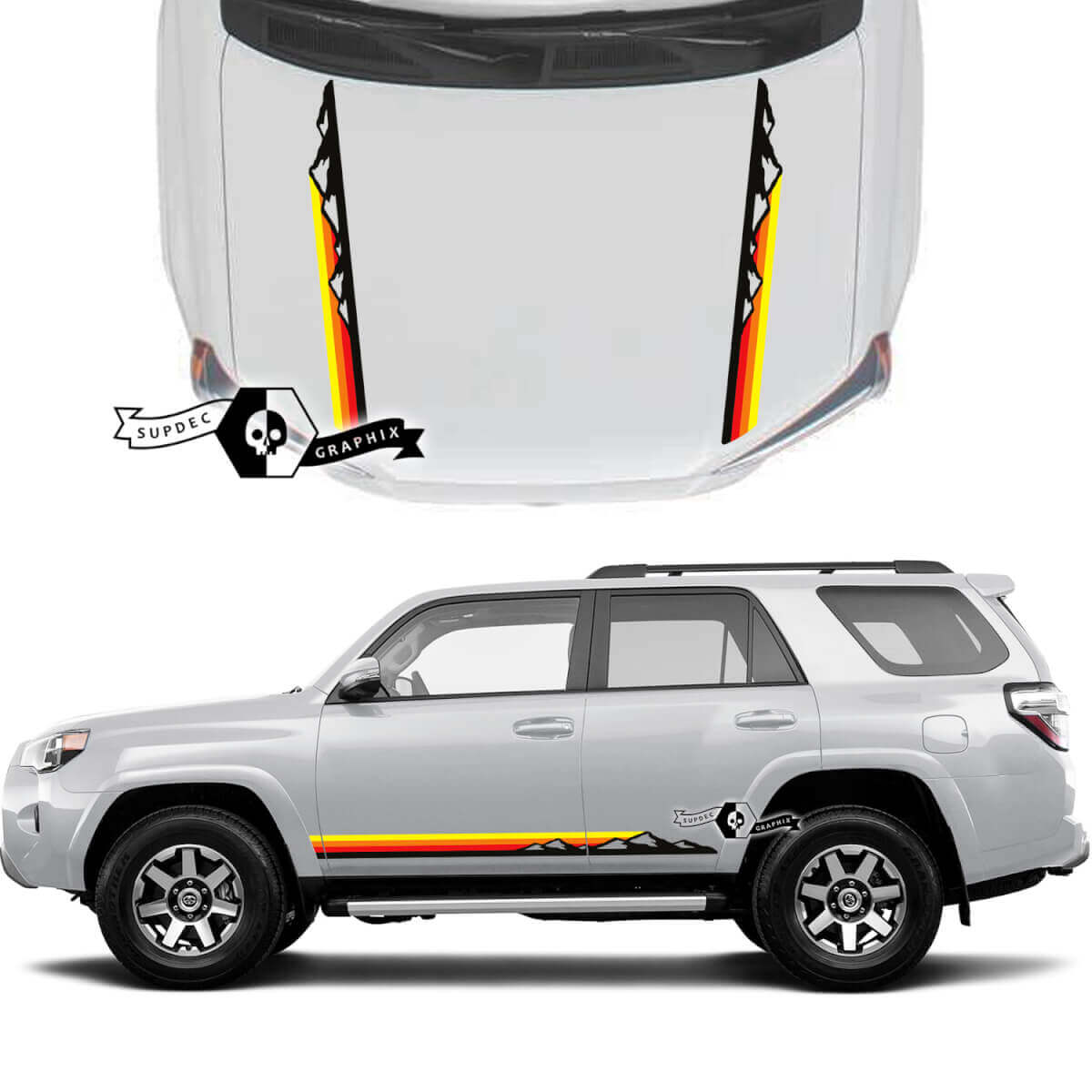 Paar 4Runner 2023 Zijdeur Kap Oude School Zonsondergang Vinyl Bergen Decals Streep Stickers Voor Toyota 4Runner Trd kit
