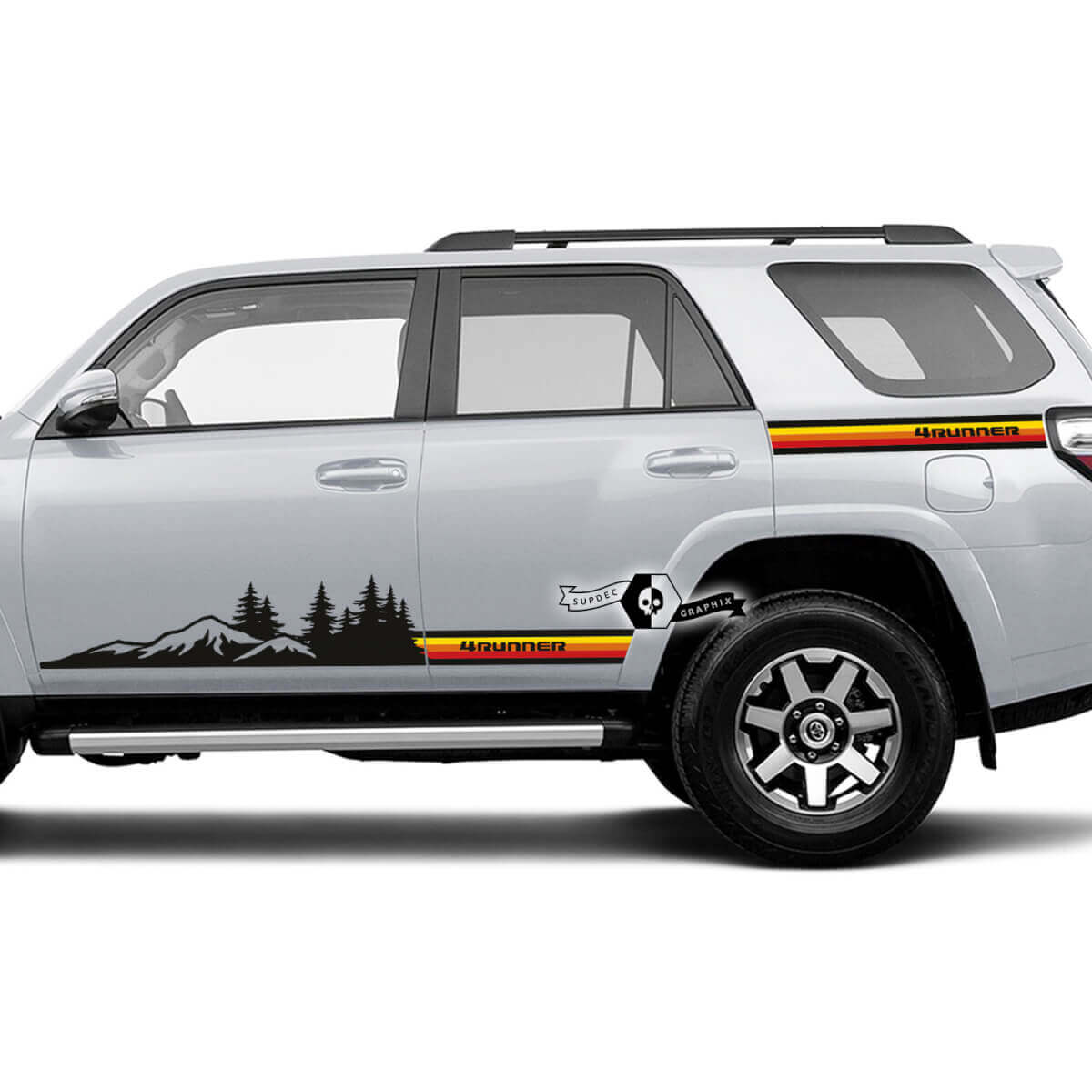 Paar 4Runner 2023 Zijdeur Old School Zonsondergang Vinyl Bergen Bos Decals strip Bed Stickers voor Toyota 4Runner TRD
