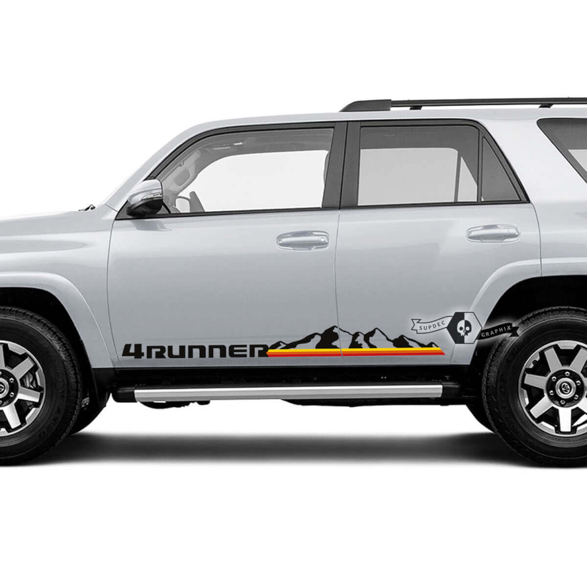 Mountains & Retro Stripes Zijdeur Vinyl Decal Sticker voor Toyota 4Runner 2009-2024
