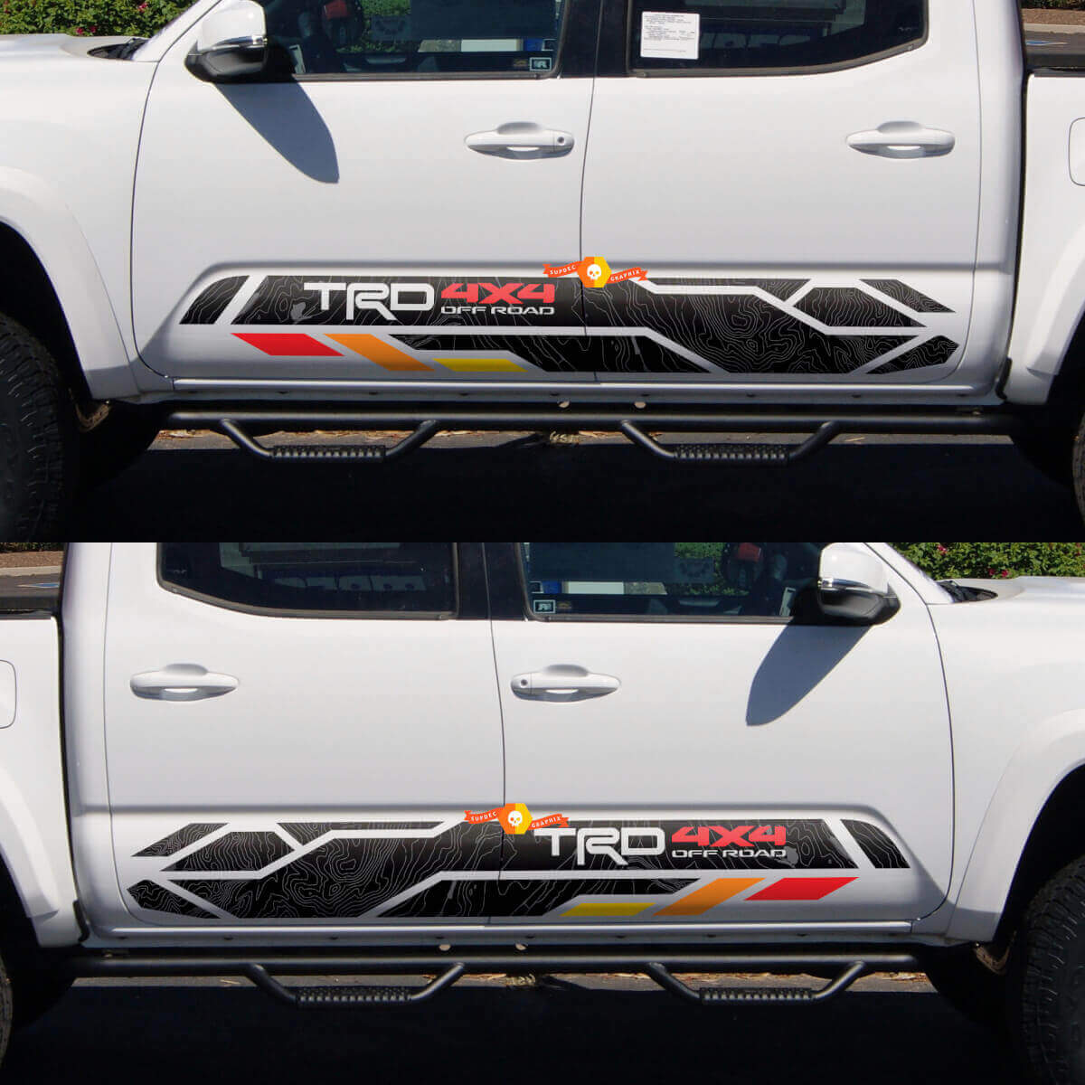 TRD 4x4 Off Road Topografisch Rockerpaneel Vinyl Decal Kit voor Toyota Tacoma Tundra