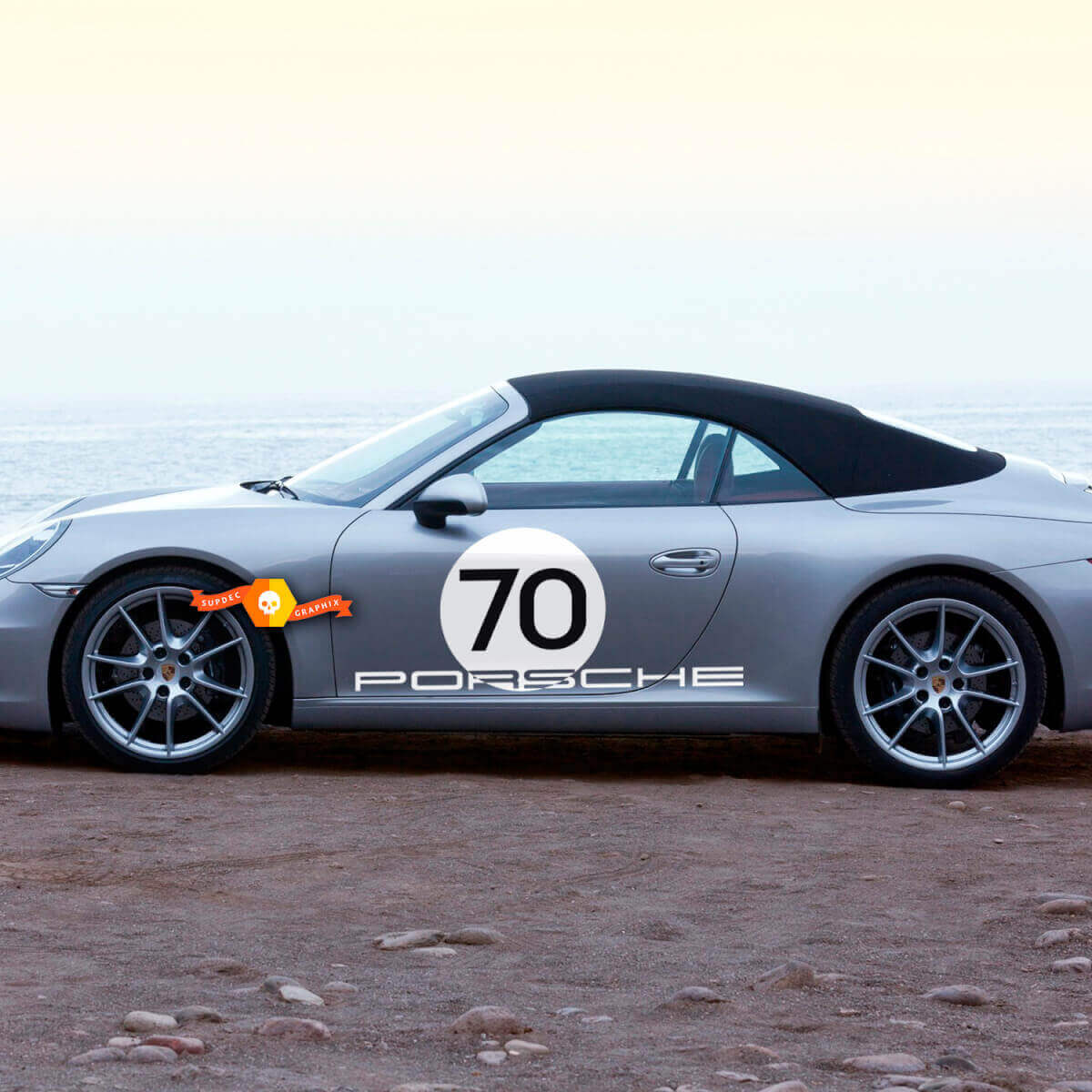 Heritage Stijl Roundel Zijdeur Vinyl Decal Kit voor Porsche 911 Speedster