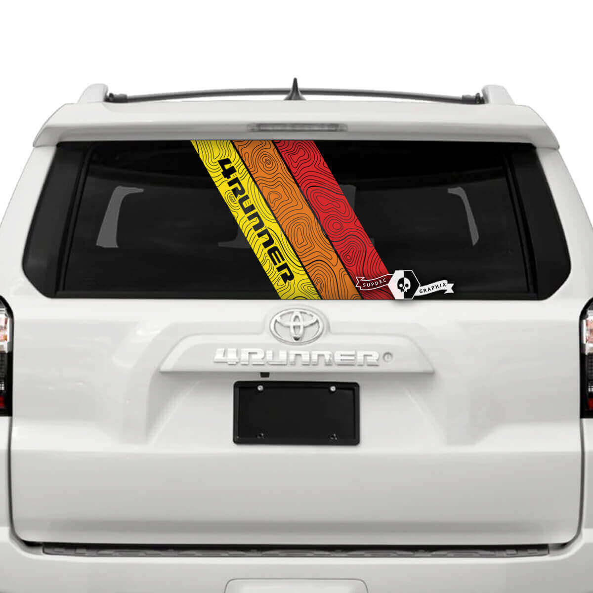 Topografische Vintage Strepen Achterruit Vinyl Sticker voor Toyota 4Runner 2013-2023