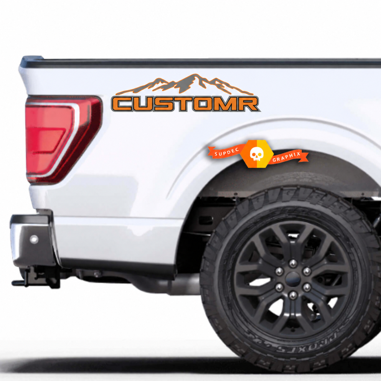 CUSTOMR Filled Mountain Lettering Pair Laadbakzijde Vinylsticker voor Ford F-150