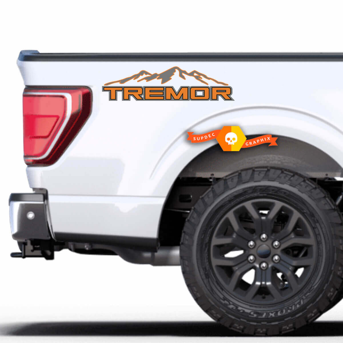 Paar Truck Bed Decal Tremor Mountains Shadow voor Ford Super Duty F250 F150 Vinyl Stickers 2 kleuren

