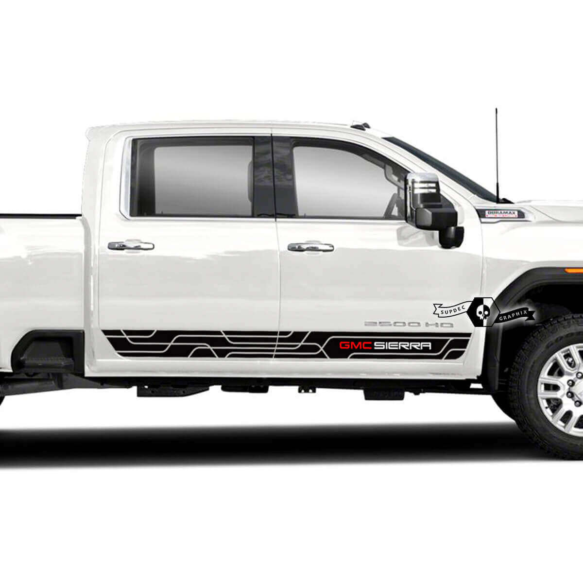Gemerkt Deur Zijstroken Vinyl Decal Kit voor GMC Sierra 2500HD