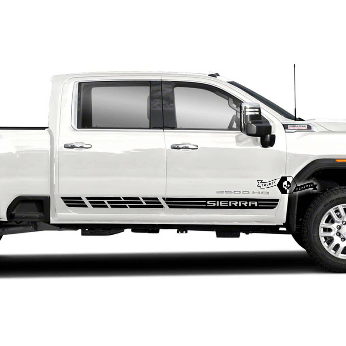 Sierra Lettering Side Door Stripe Vinyl Stickerset voor GMC Sierra 2500HD 2022