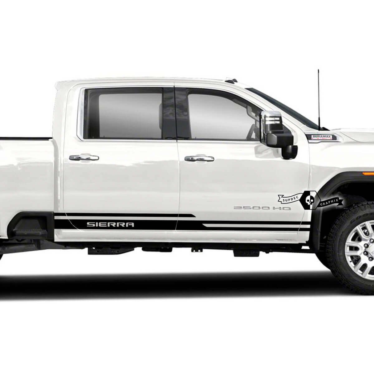 Sierra Lettering Side Stripes Vinyl Decal Kit voor GMC Sierra 2500HD