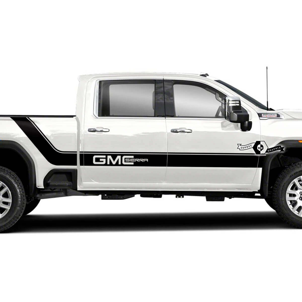 GMC-lettering gebogen zijstrepen vinyl decalset voor GMC Sierra 2500HD