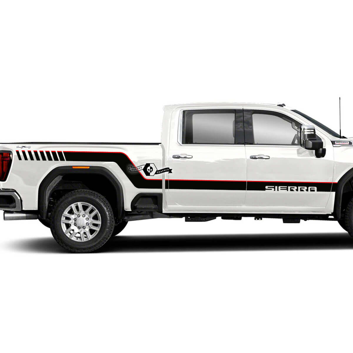 Sierra Gebogen Zijstrepen Vinyl Decal Kit voor GMC Sierra 2500HD 2022