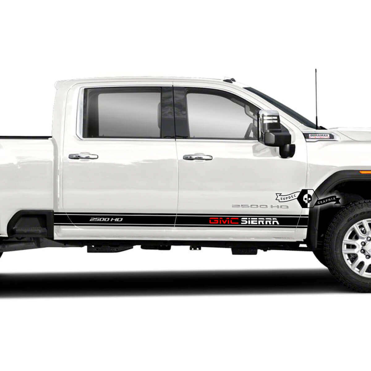 Merklettering Zijstrepen Vinyl Decal Kit voor GMC Sierra 2500HD 2022