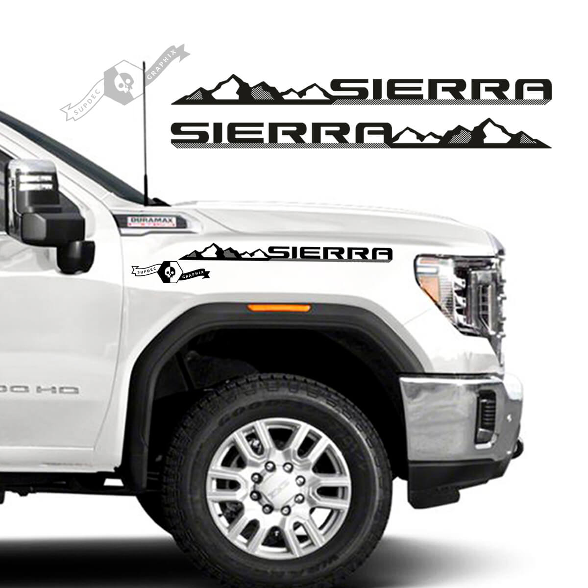 Paar GMC Sierra 2500HD 2022 2023 Bergen Side Hood Fender Vinyl Strepen Sticker Sticker voor GMC Sierra Graphics
